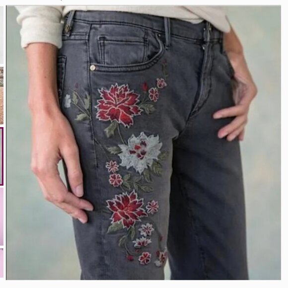 Driftwood Jackie skinny slim jeans washed black floral size 29 - Picture 3 of 14